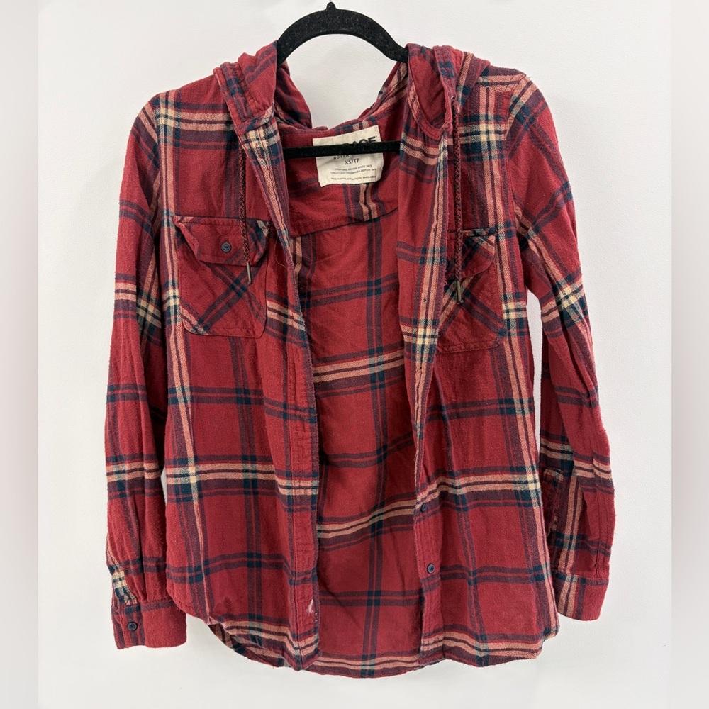 Garage Boyfriend Fit Plaid Flannel Hoodie - XS